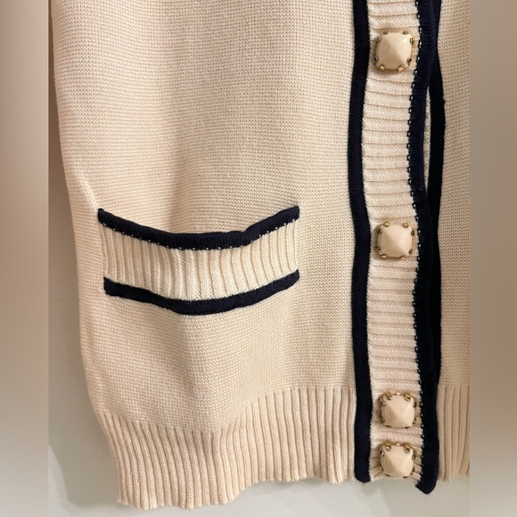 Marc by Marc Jacobs Cream Blue Jewelled Knit Cardigan Sweater Top XS - Picture 3 of 4